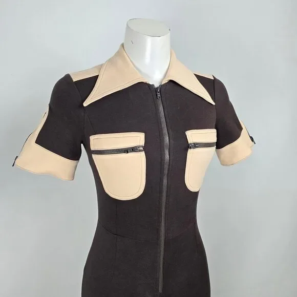 The Hippie Shake Brown Flare Leg Jumpsuit Size 6 - Picture 2 of 12